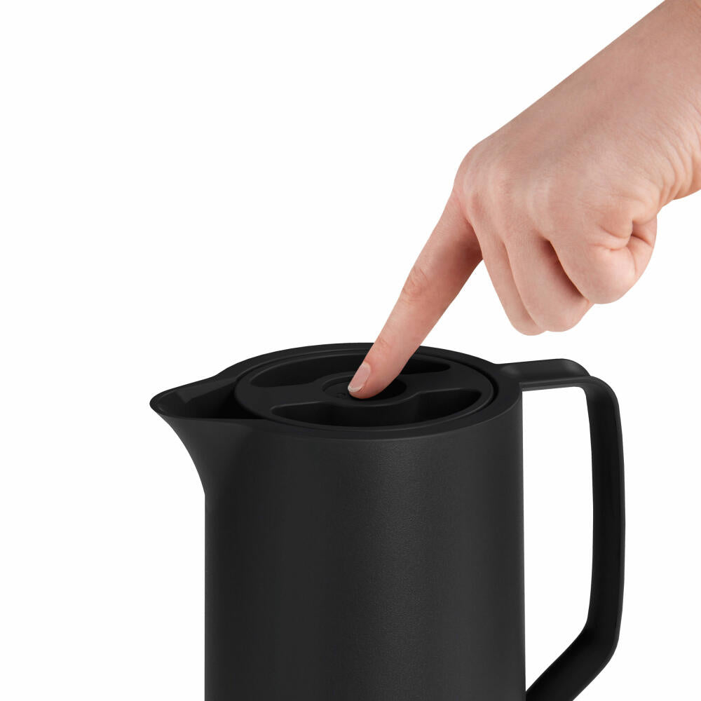 EMSA Motiva Isolierkanne, Isokanne, Kanne, Kaffeekanne, Edelstahl, Glas-Isolierkolben, Schwarz, 1 L, N41707