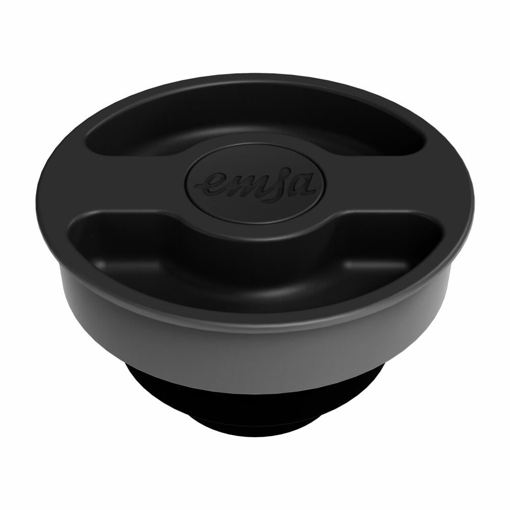 EMSA Motiva Isolierkanne, Isokanne, Kanne, Kaffeekanne, Edelstahl, Glas-Isolierkolben, Schwarz, 1 L, N41707
