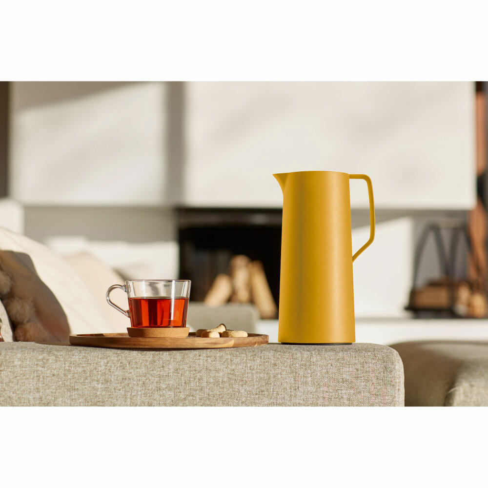 EMSA Motiva Isolierkanne, Isokanne, Kanne, Kaffeekanne, Edelstahl, Glas-Isolierkolben, Senfgelb, 1 L, N41708
