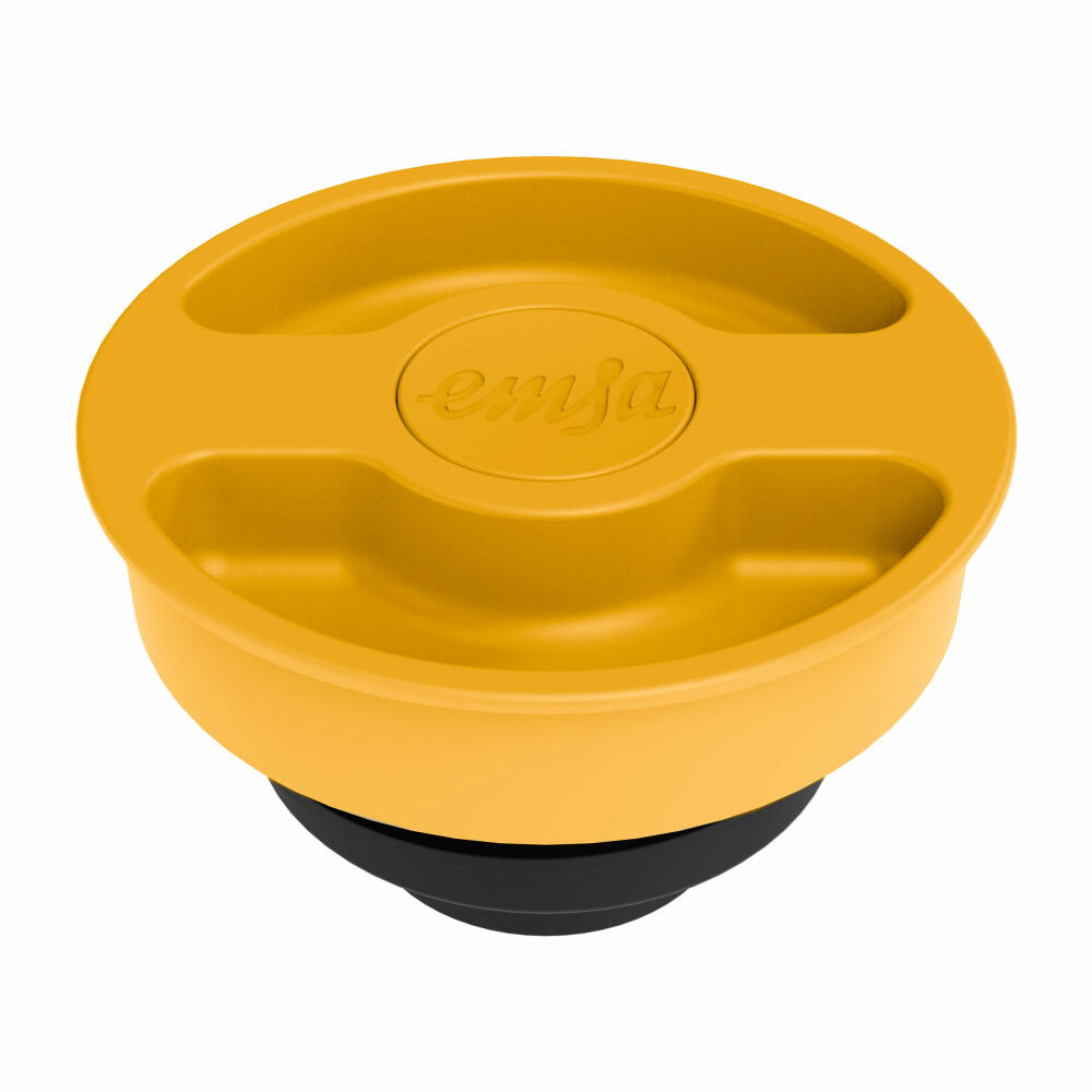 EMSA Motiva Isolierkanne, Isokanne, Kanne, Kaffeekanne, Edelstahl, Glas-Isolierkolben, Senfgelb, 1 L, N41708
