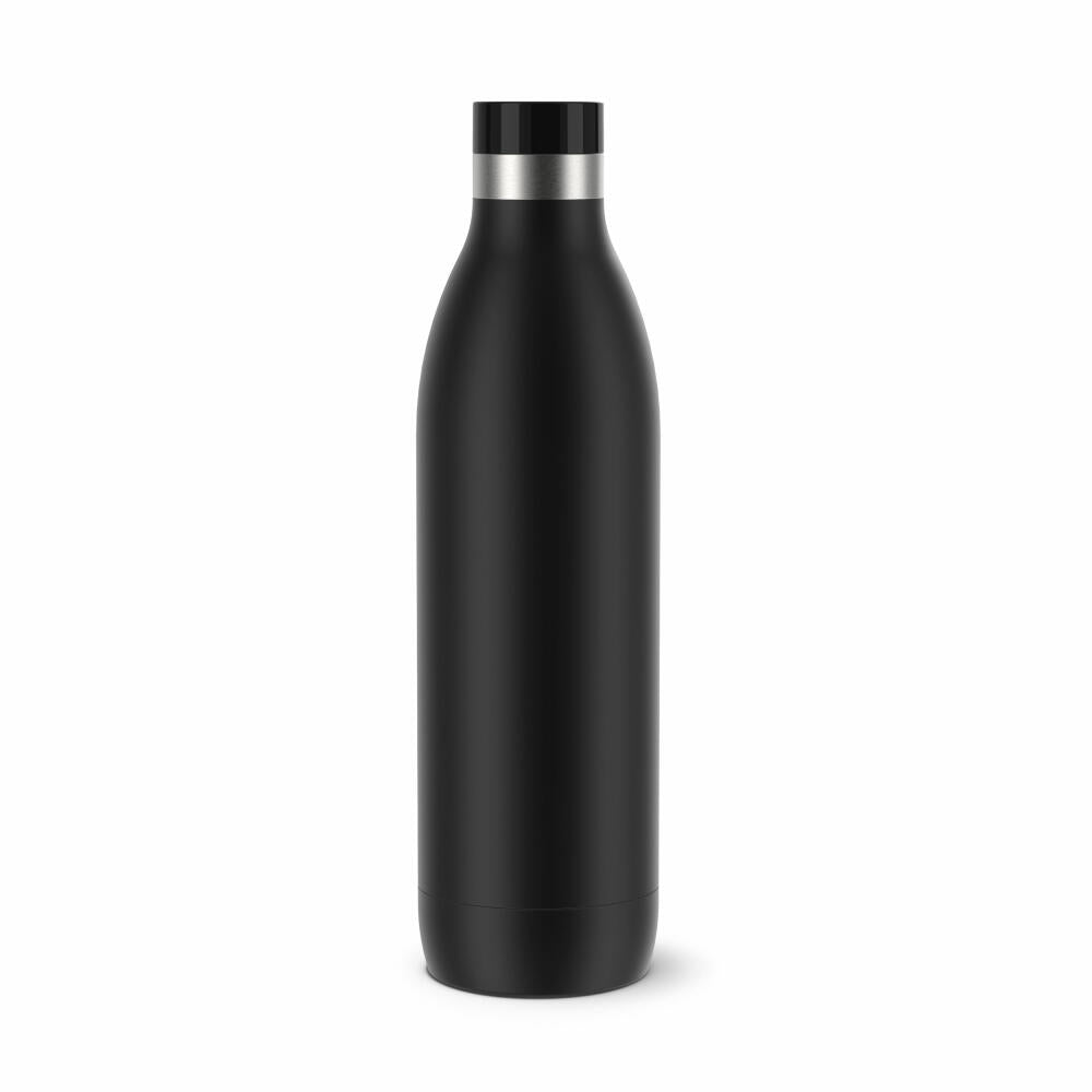 Emsa Isolier-Trinkflasche Bludrop, Wasserflasche, Edelstahl, Schwarz, 1 L, N31120