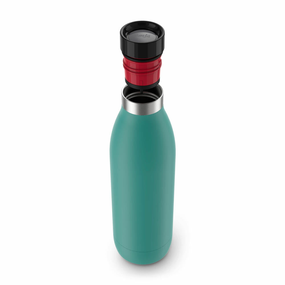 Emsa Isolier-Trinkflasche Bludrop, Wasserflasche, Edelstahl, Petrol, 1 L, N31121