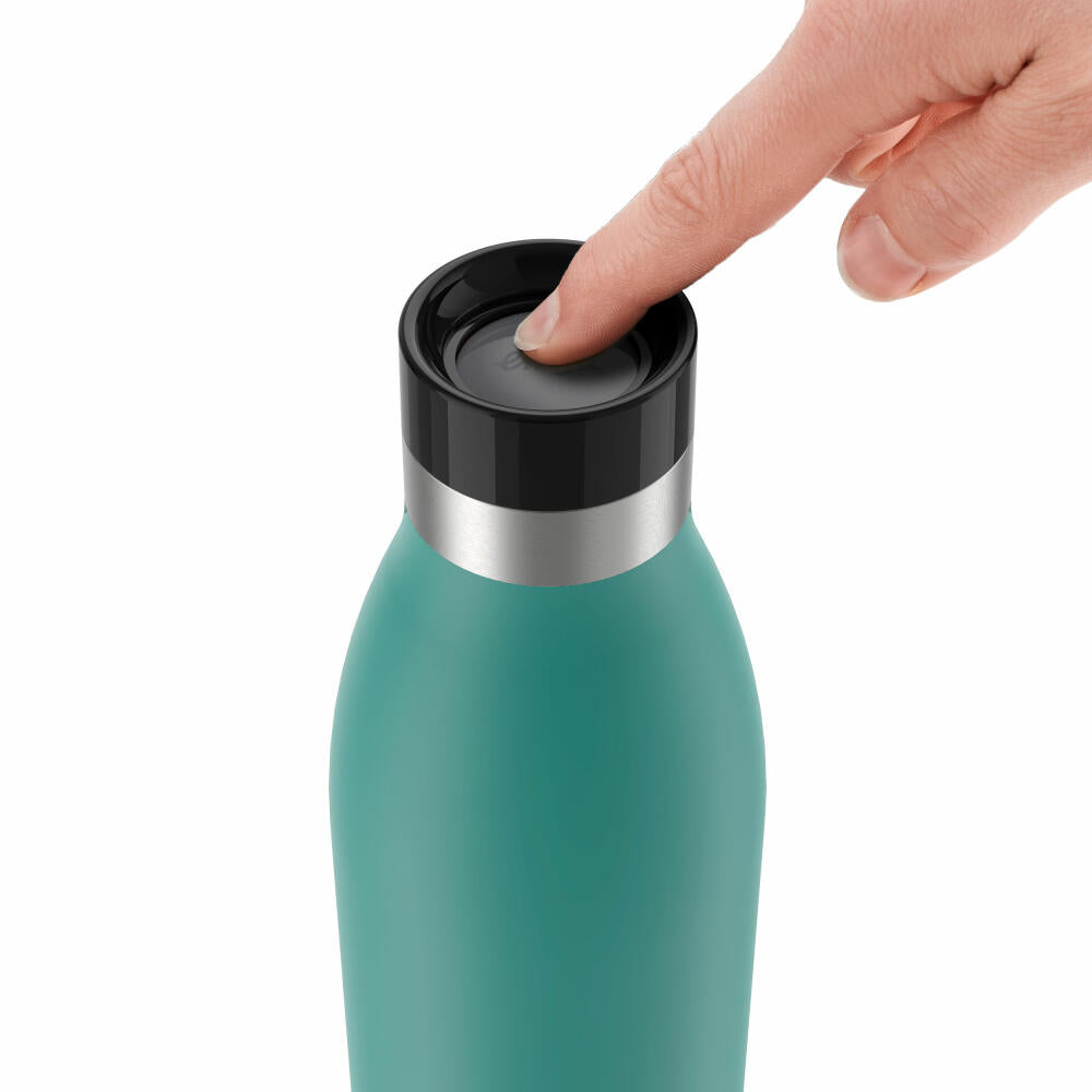 Emsa Isolier-Trinkflasche Bludrop, Wasserflasche, Edelstahl, Petrol, 1 L, N31121