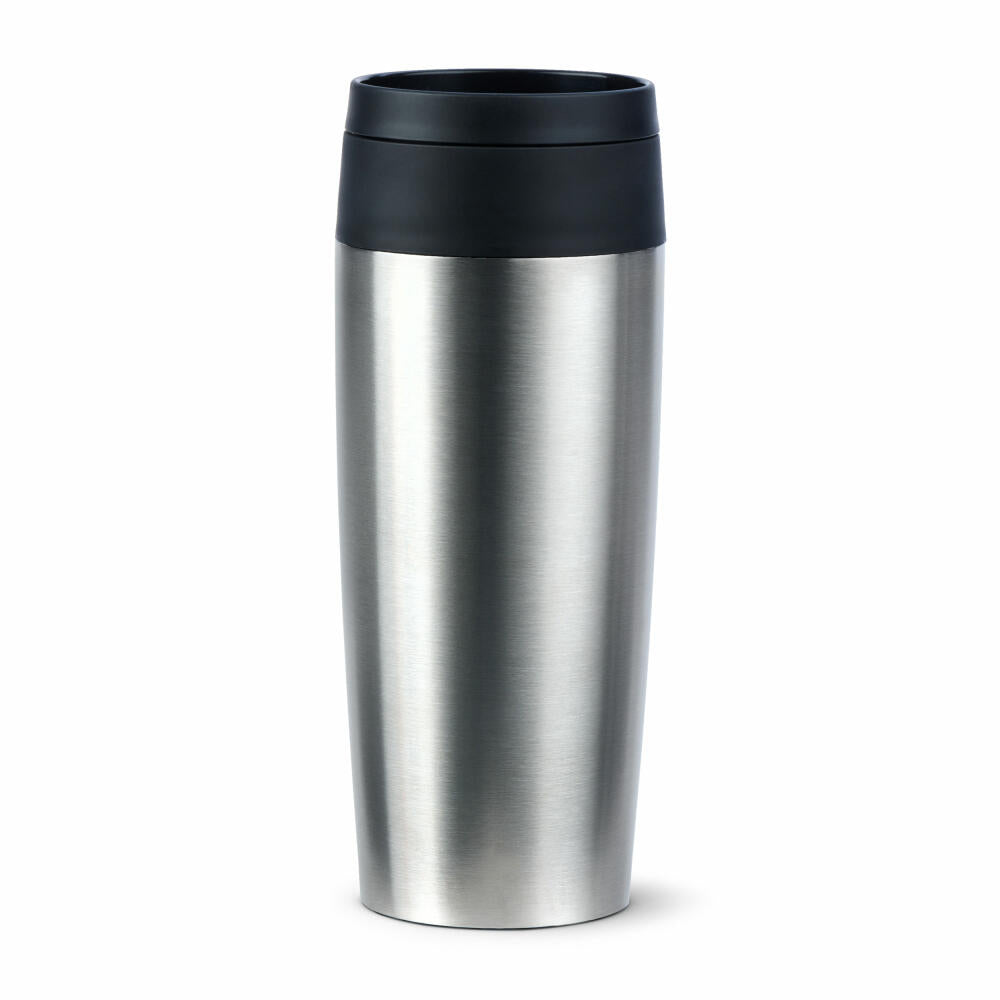 Emsa Isolierbecher Travel Mug Classic, To-Go-Becher, Edelstahl, Silberfarben, 360 ml, N20201