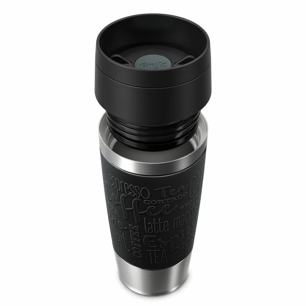 Emsa Isolierbecher Travel Mug Classic, To-Go-Becher, Edelstahl, Schwarz, 360 ml, N20202
