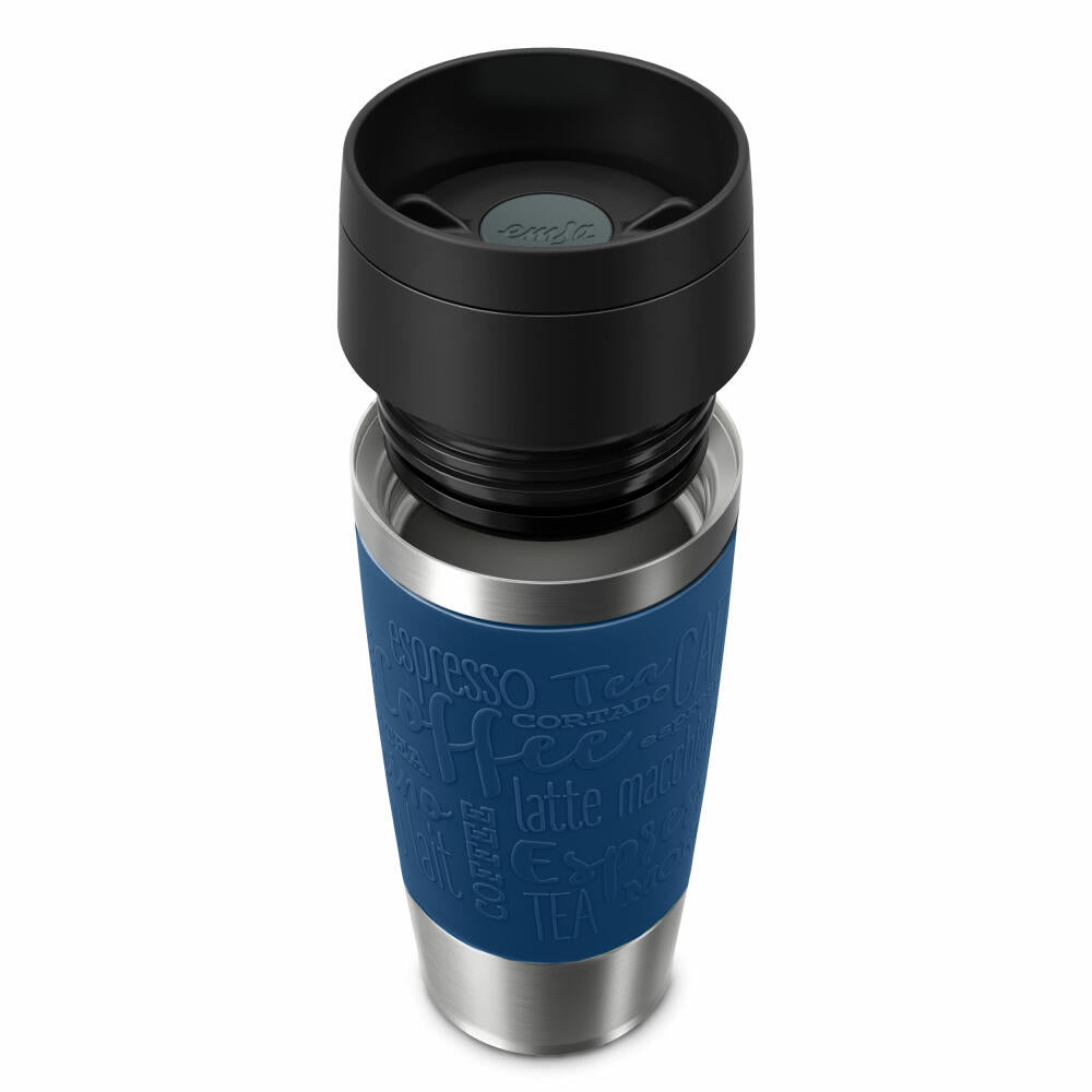 Emsa Isolierbecher Travel Mug Classic, To-Go-Becher, Edelstahl, Dunkelblau, 360 ml, N20203