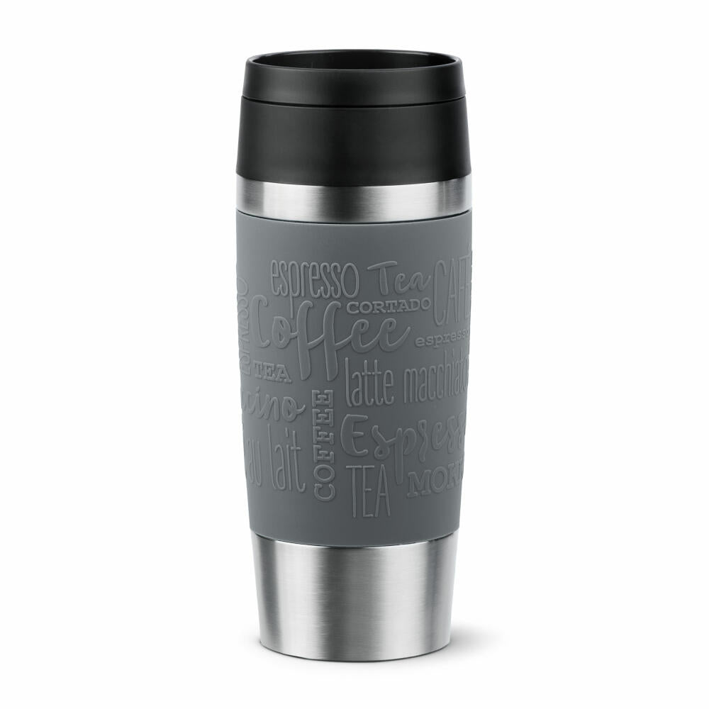 Emsa Isolierbecher Travel Mug Classic, To-Go-Becher, Edelstahl, Pfeffergrau, 360 ml, N20205
