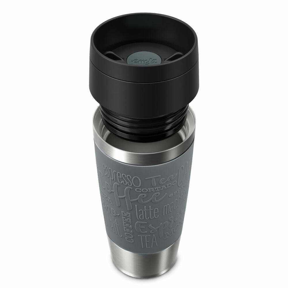 Emsa Isolierbecher Travel Mug Classic, To-Go-Becher, Edelstahl, Pfeffergrau, 360 ml, N20205