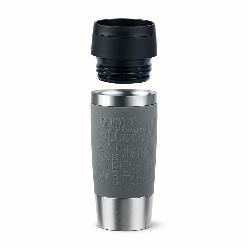 Emsa Isolierbecher Travel Mug Classic, To-Go-Becher, Edelstahl, Pfeffergrau, 360 ml, N20205