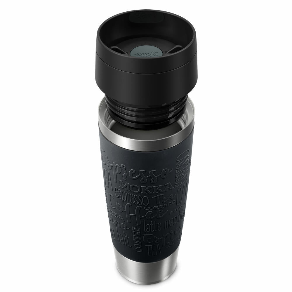 Emsa Isolierbecher Travel Mug Classic, To-Go-Becher, Edelstahl, Schwarz, 500 ml, N20220