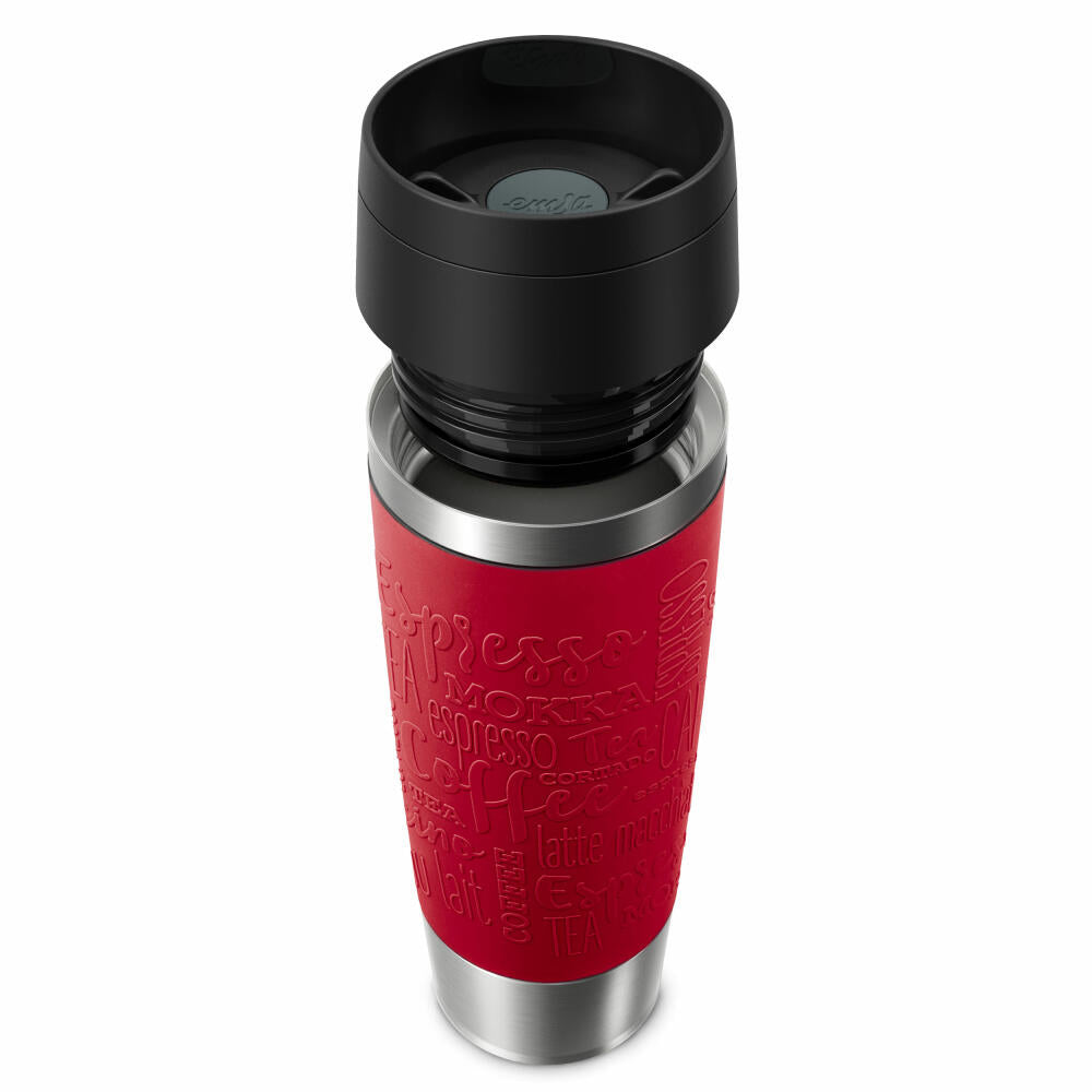 Emsa Isolierbecher Travel Mug Classic, To-Go-Becher, Edelstahl, Dunkelrot, 500 ml, N20222