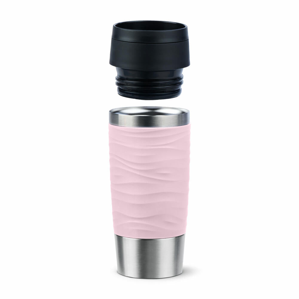 Emsa Isolierbecher Travel Mug Classic Wave, To-Go-Becher, Edelstahl, Pastellrosa, 360 ml, N20214