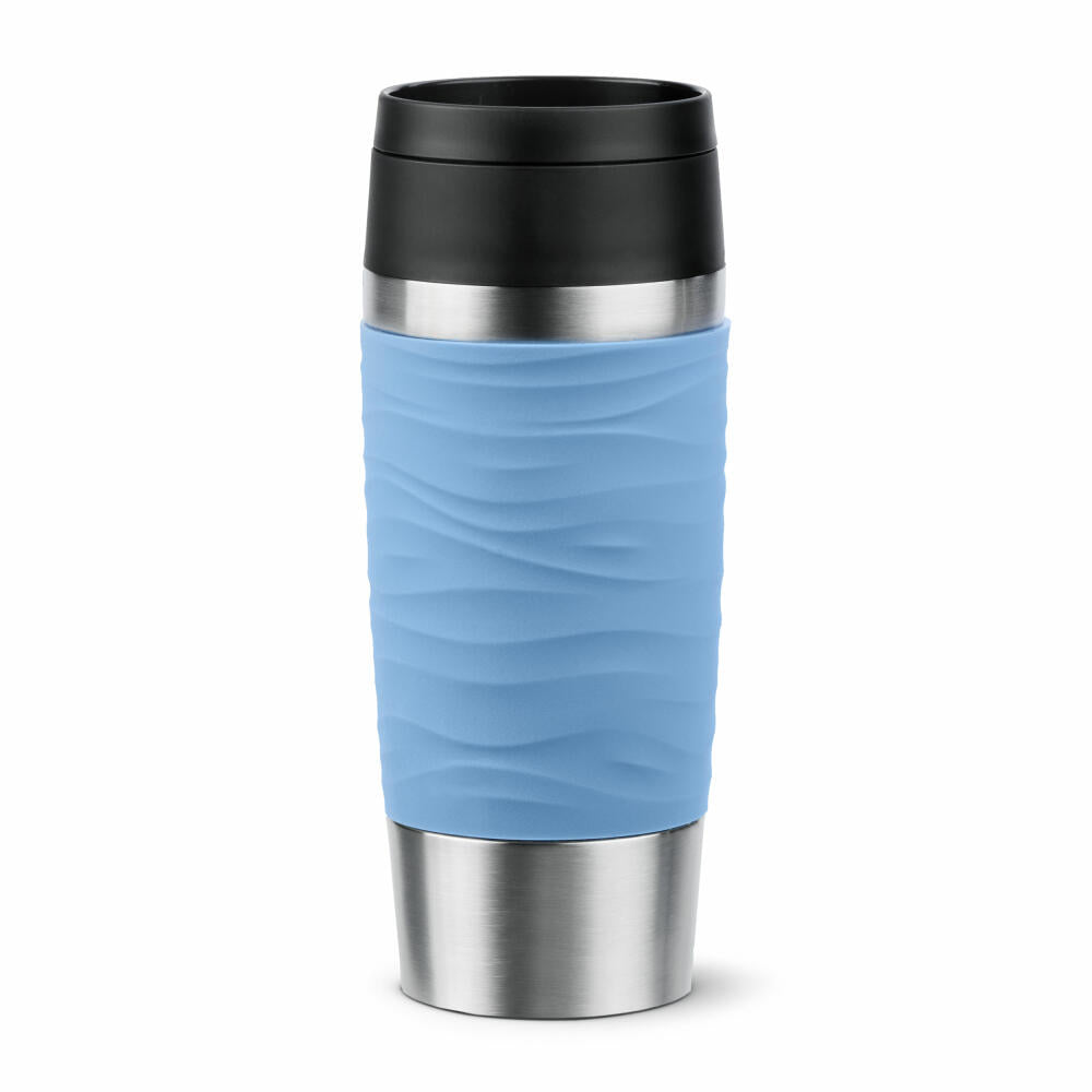 Emsa Isolierbecher Travel Mug Classic Wave, To-Go-Becher, Edelstahl, Pastellblau, 360 ml, N20213