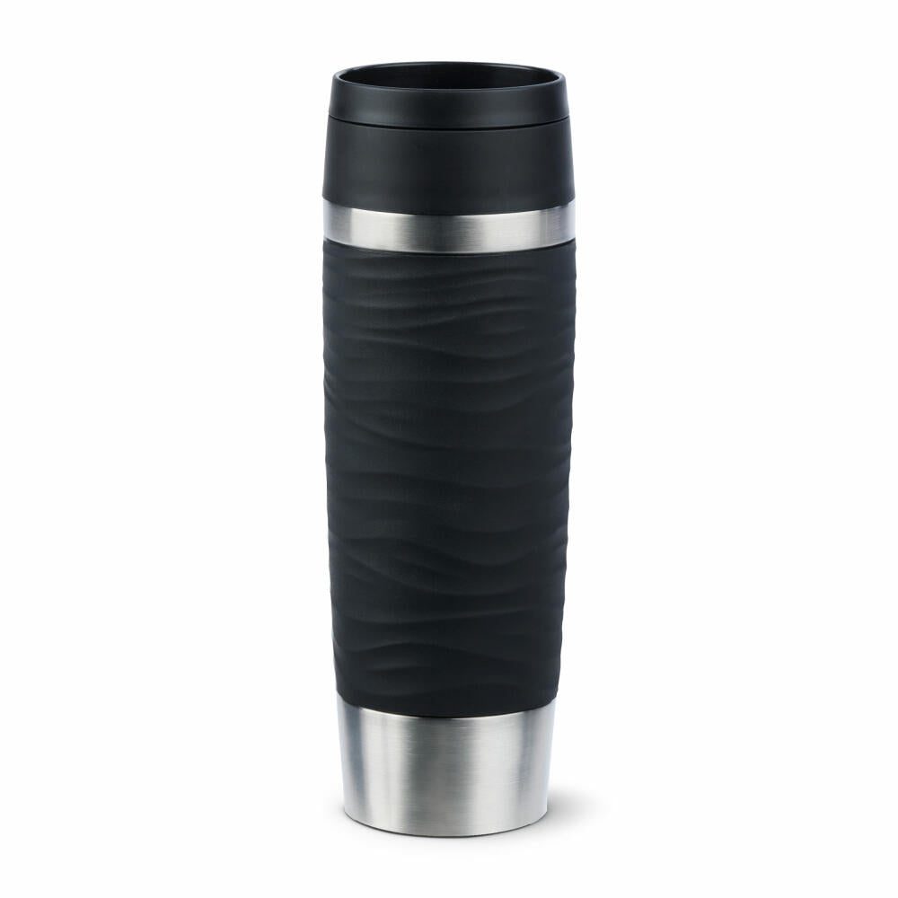 Emsa Isolierbecher Travel Mug Classic Wave, To-Go-Becher, Edelstahl, Schwarz, 500 ml, N20225