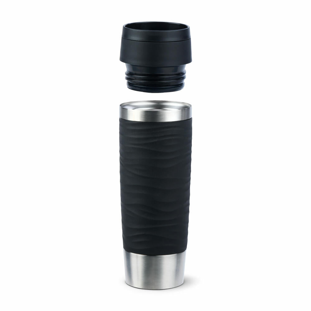 Emsa Isolierbecher Travel Mug Classic Wave, To-Go-Becher, Edelstahl, Schwarz, 500 ml, N20225