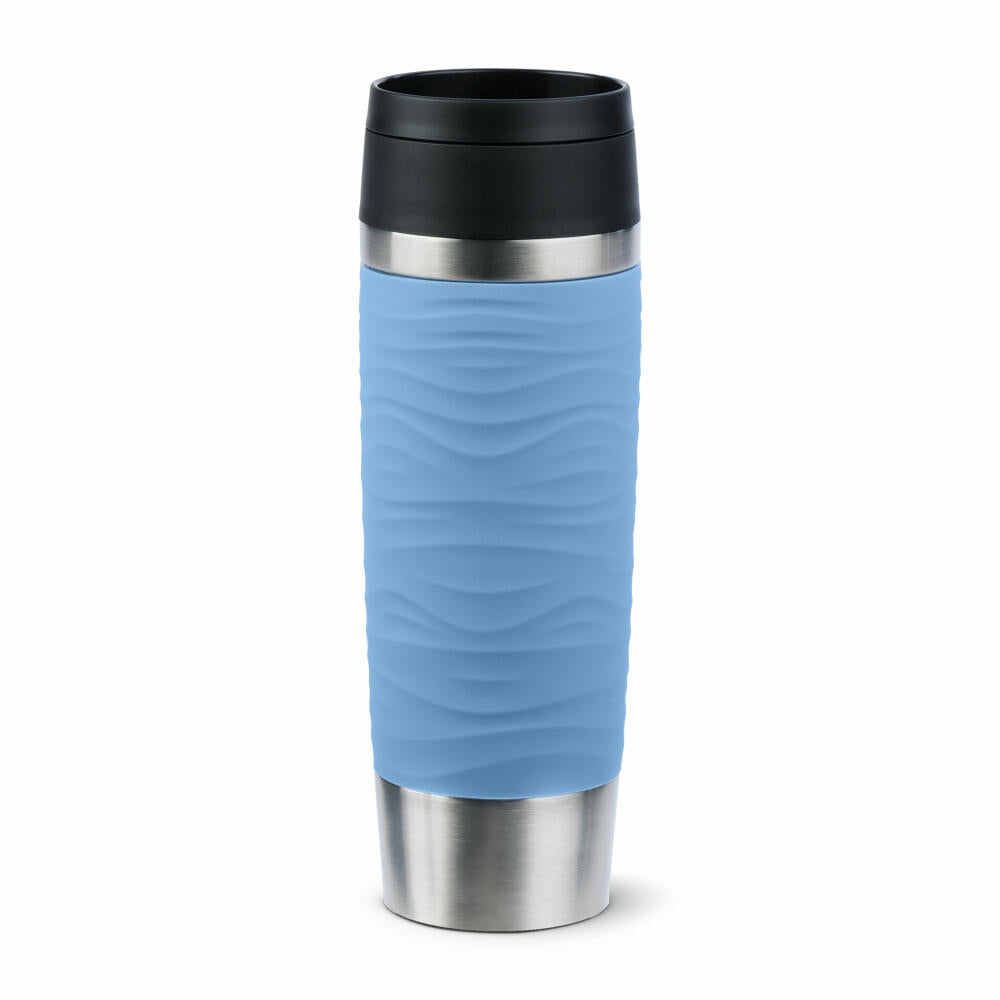 Emsa Isolierbecher Travel Mug Classic Wave, To-Go-Becher, Edelstahl, Pastellblau, 500 ml, N20226