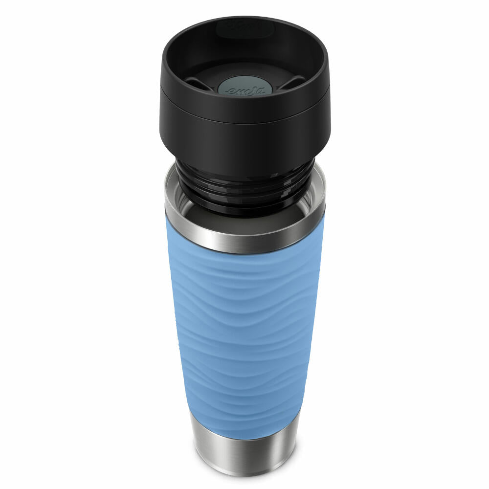 Emsa Isolierbecher Travel Mug Classic Wave, To-Go-Becher, Edelstahl, Pastellblau, 500 ml, N20226