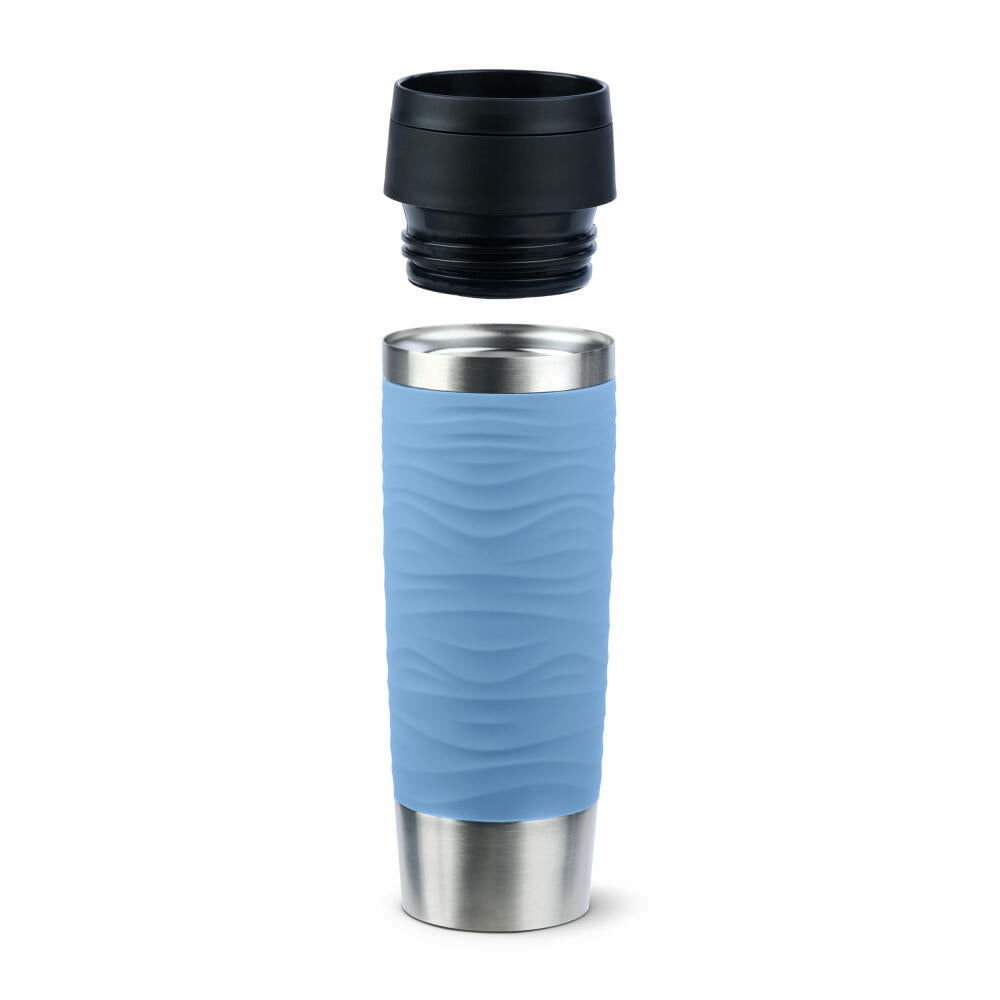 Emsa Isolierbecher Travel Mug Classic Wave, To-Go-Becher, Edelstahl, Pastellblau, 500 ml, N20226
