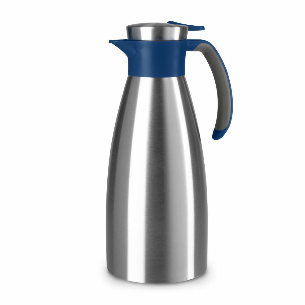 Emsa Isolierkanne Soft Grip, Thermokanne, Edelstahl, Kunststoff, Blau, 1.5 L, N41204
