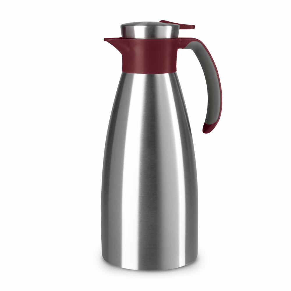 Emsa Isolierkanne Soft Grip, Thermokanne, Edelstahl, Kunststoff, Weinrot, 1.5 L, N41205