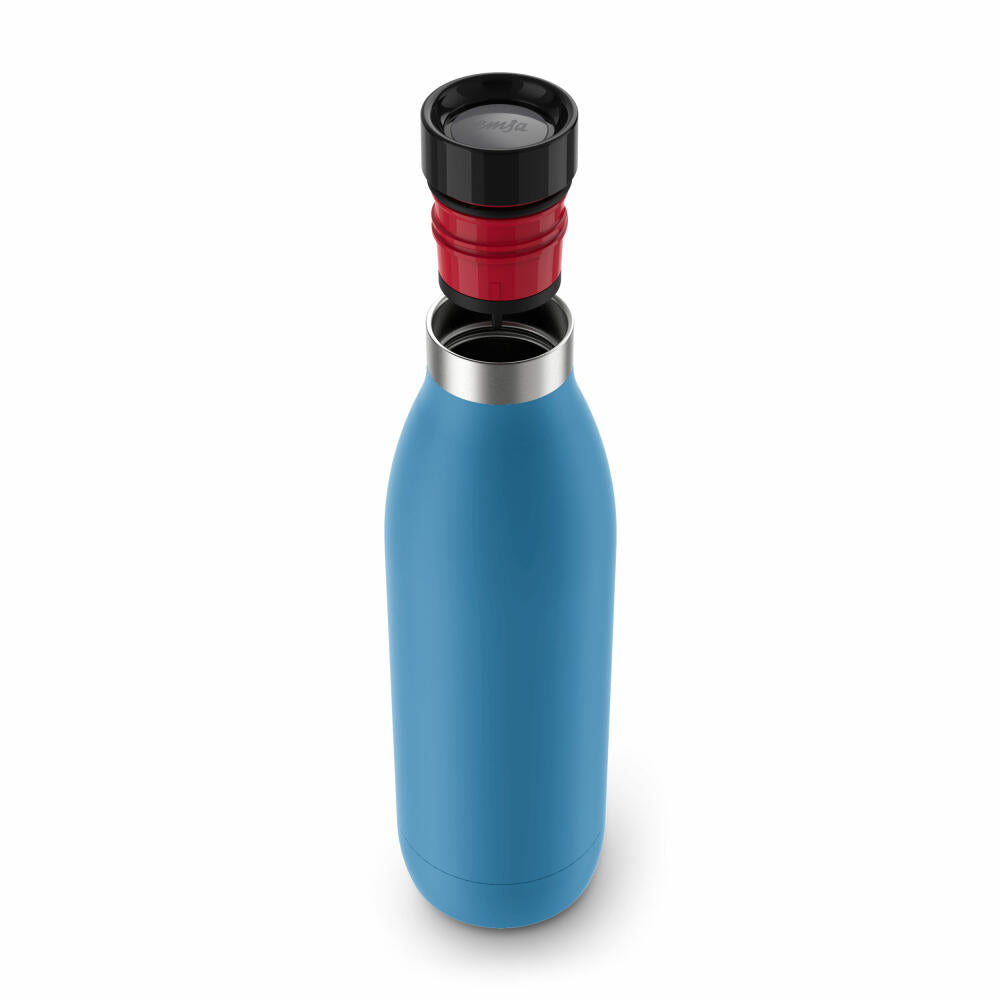 Emsa Isolier-Trinkflasche Bludrop, Wasserflasche, Edelstahl, Blau, 0.7 L, N31122
