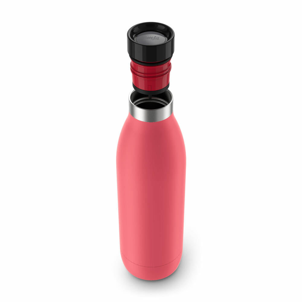 Emsa Isolier-Trinkflasche Bludrop, Wasserflasche, Edelstahl, Koralle, 0.7 L, N31123