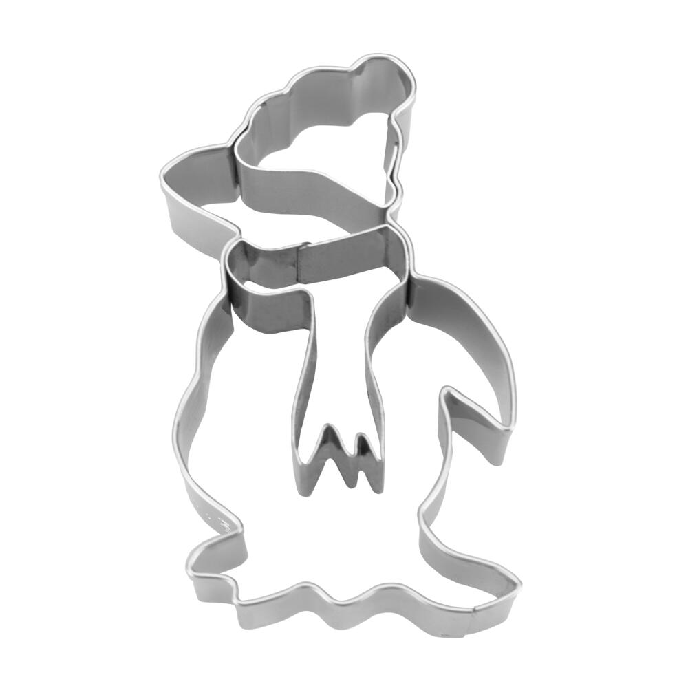 Städter Präge-Ausstecher Weihnachtspinguin, Plätzchenausstecher, Keksausstecher, Ausstechform, Edelstahl, Silberfarben, 6 cm, 217332