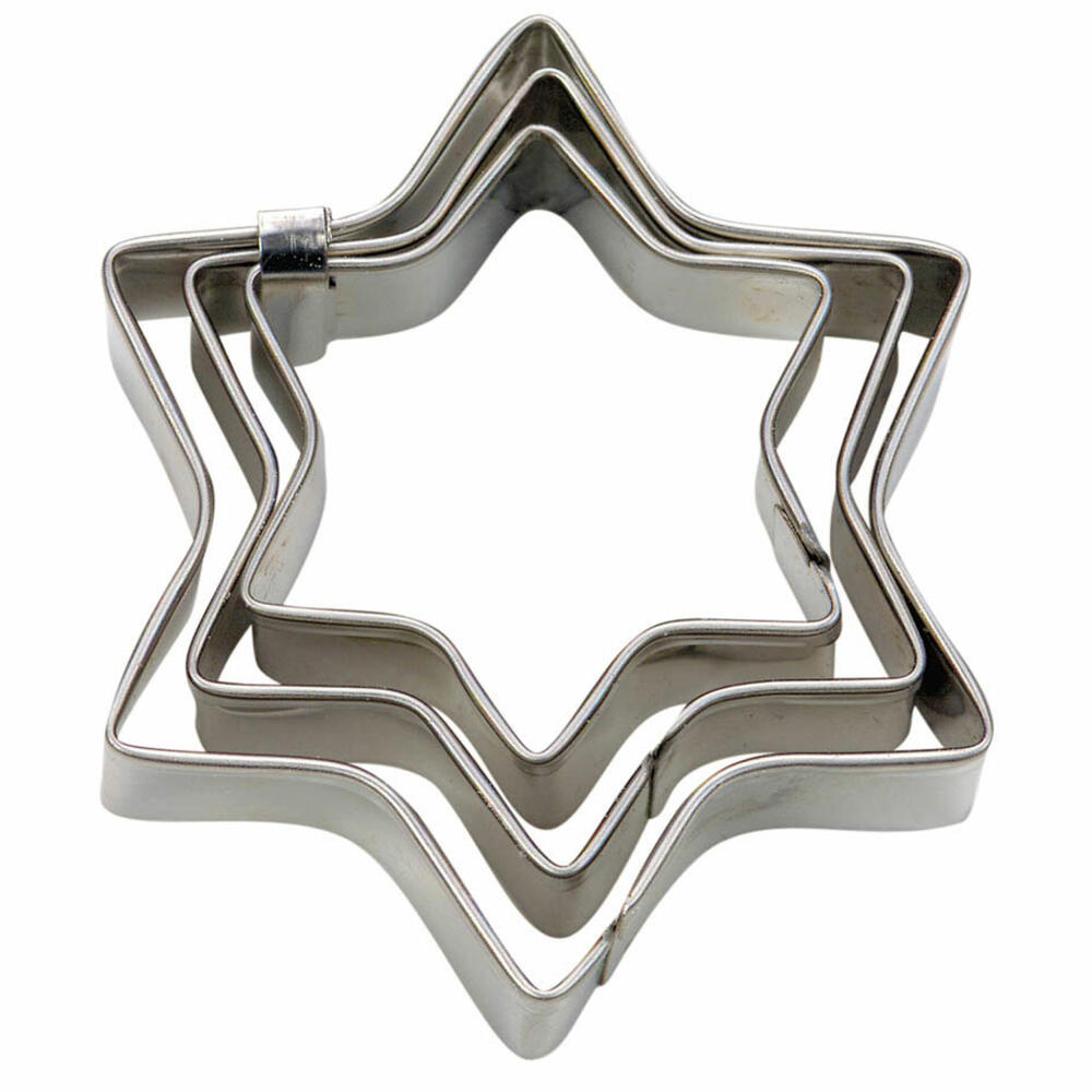 Städter Terrassen-Ausstecher Stern Set, 3-tlg., Ausstechform, Plätzchenform, Keks, Plätzchen, Edelstahl, Ø 3 / 4 / 5 cm, 956170