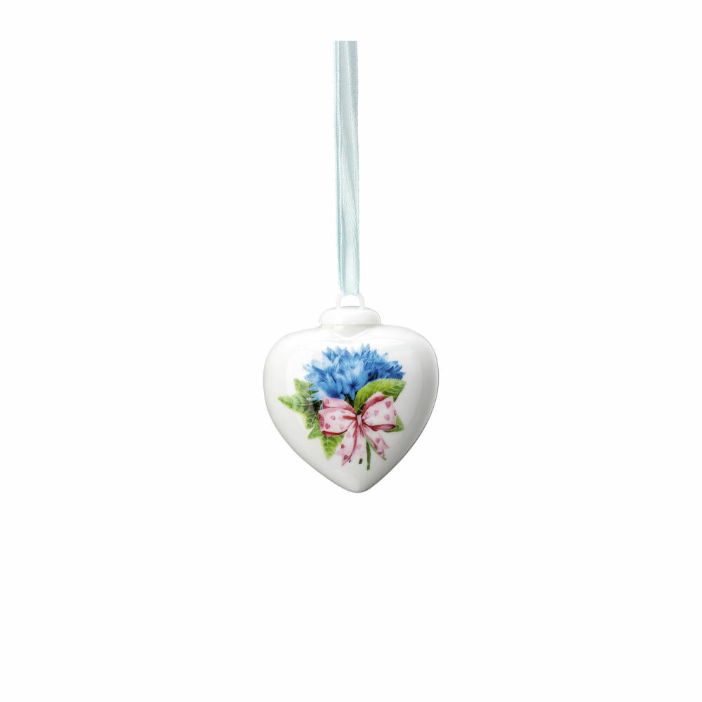 Hutschenreuther Deko-Mini-Herz Frühlingsgrüße - Kornblume, Porzellan, Mehrfarbig, 5.4 cm, 02256-727120-27840