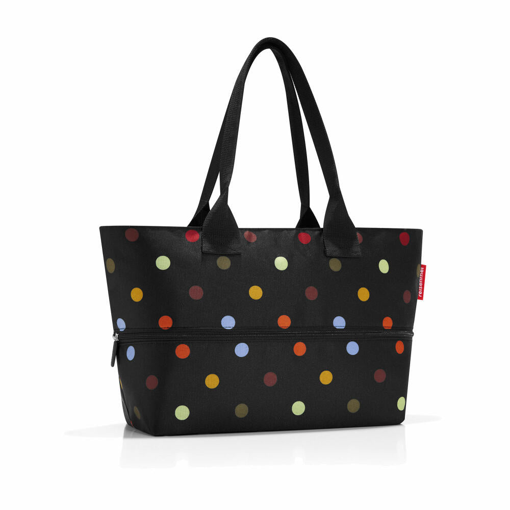 reisenthel shopper e1, einkaufstasche mit reißverschluss, tasche vergrößerbar, dots / schwarz mit bunten punkten, RJ7009