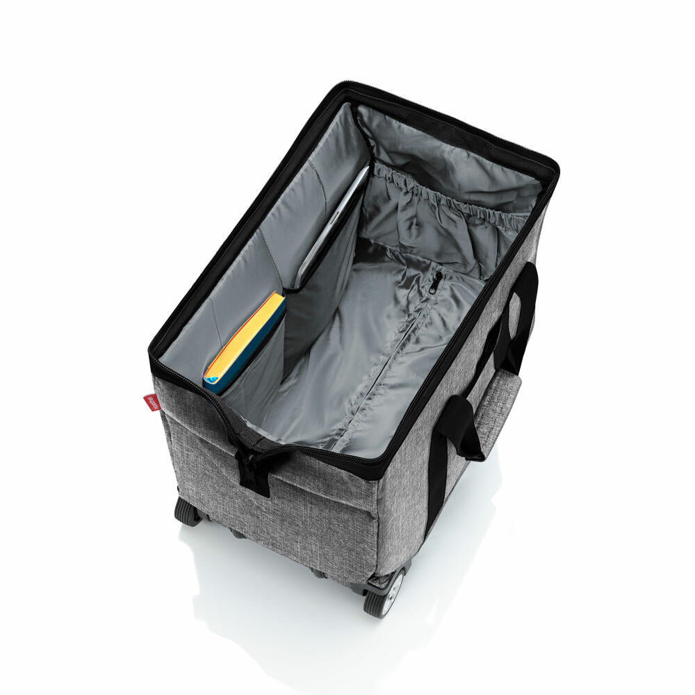 reisenthel allrounder trolley, travel bag, rolling suitcase, suitcase, doctor's bag, polyester fabric, Twist Silver, 30 L, MP7052
