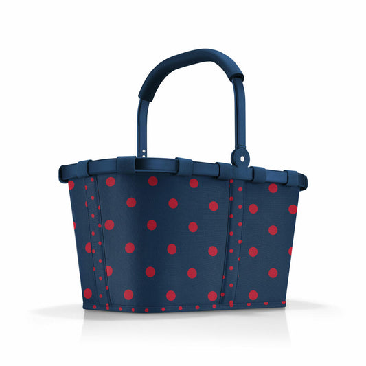reisenthel carrybag, Einkaufskorb, Korb, Picknickkorb, Tragetasche, Polyestergewebe, Frame Mixed Dots Red, 22 L, BK3076