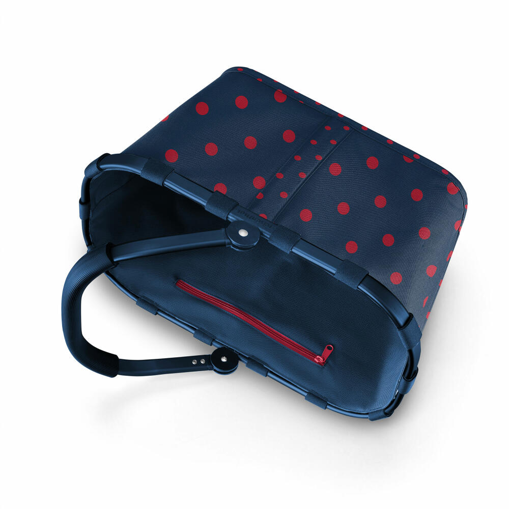 reisenthel carrybag, Einkaufskorb, Korb, Picknickkorb, Tragetasche, Polyestergewebe, Frame Mixed Dots Red, 22 L, BK3076