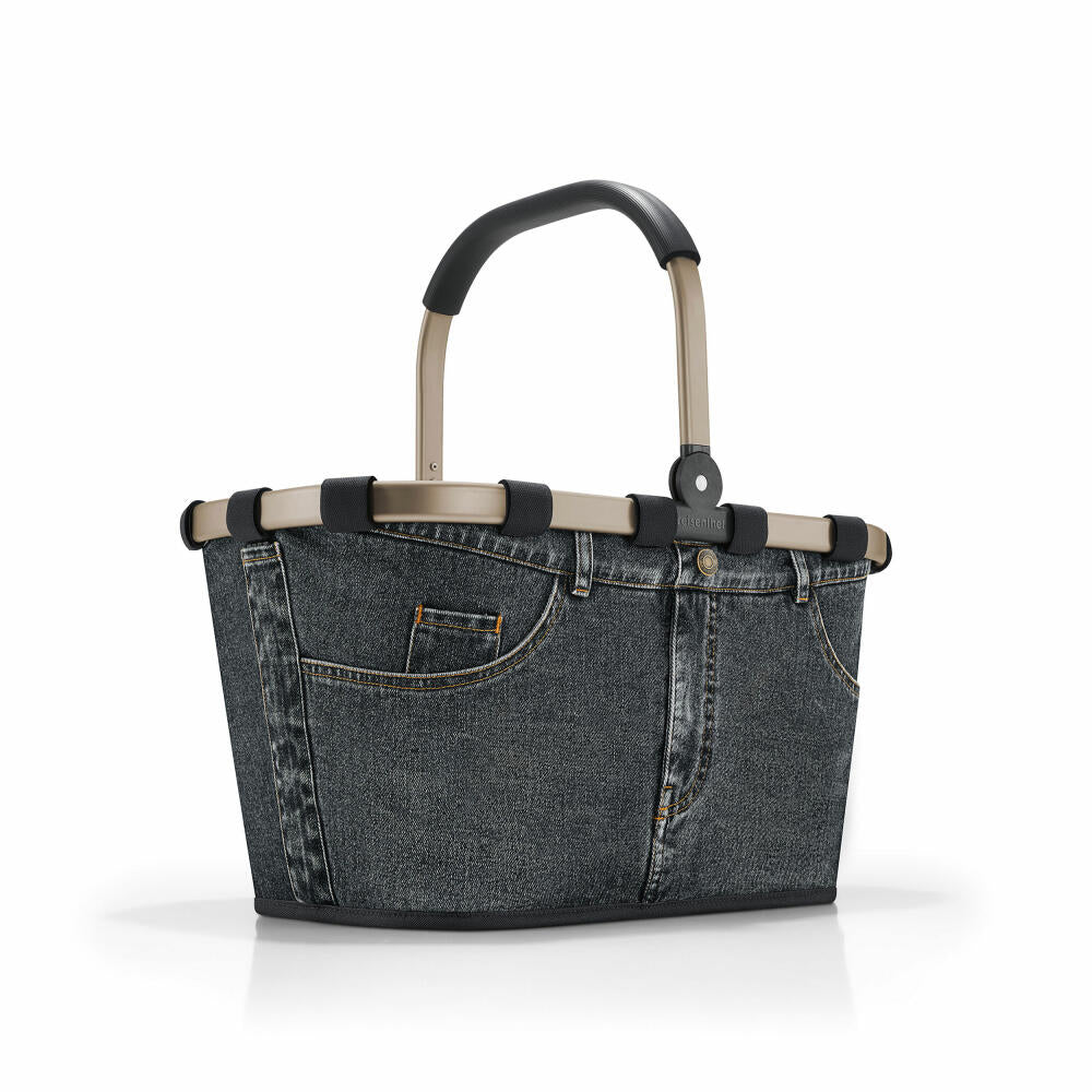 reisenthel carrybag, Einkaufskorb, Korb, Picknickkorb, Tragetasche, Jeansmaterial, Frame Jeans Dark Grey, 22 L, BK1034