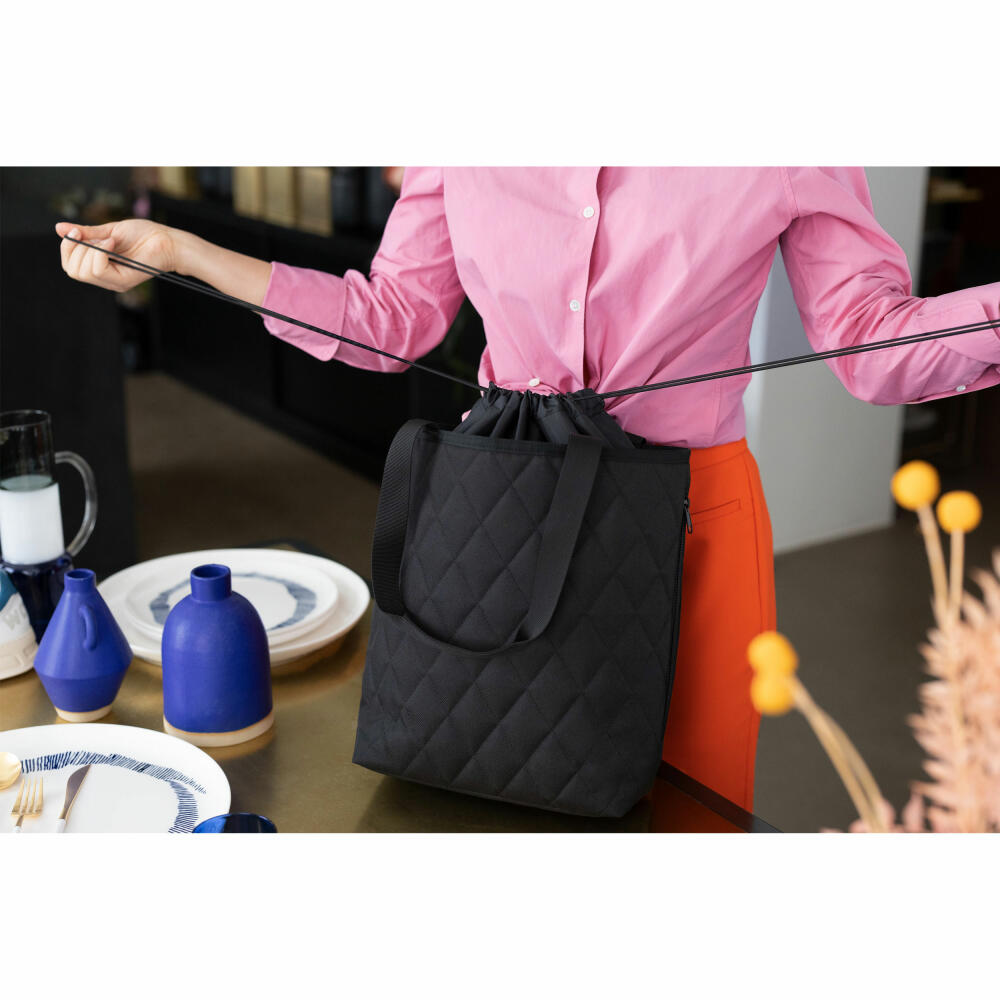 reisenthel classic shopper M, Tragetasche, Einkaufstasche, Schultertasche, Handtasche, Rhombus Black, 8 L, DH7059