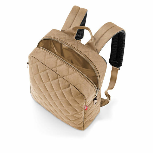 reisenthel classic backpack M, Rucksack, Handgepäck-Reisetasche mit Laptopfach, Rhombus Ginger, 13 L, CJ6045