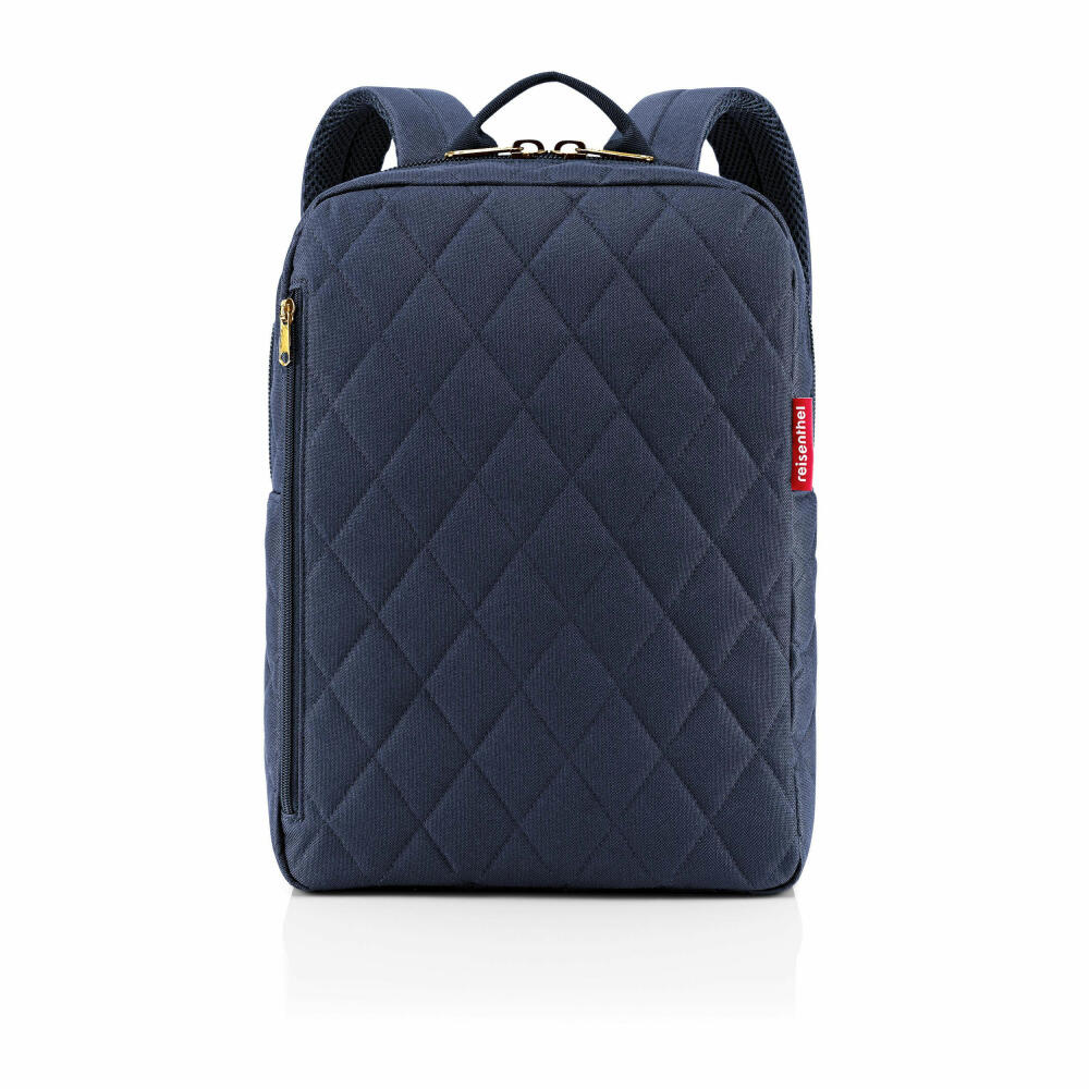 reisenthel classic backpack M, Rucksack, Handgepäck-Reisetasche mit Laptopfach, Rhombus Midnight Gold, 13 L, CJ4110