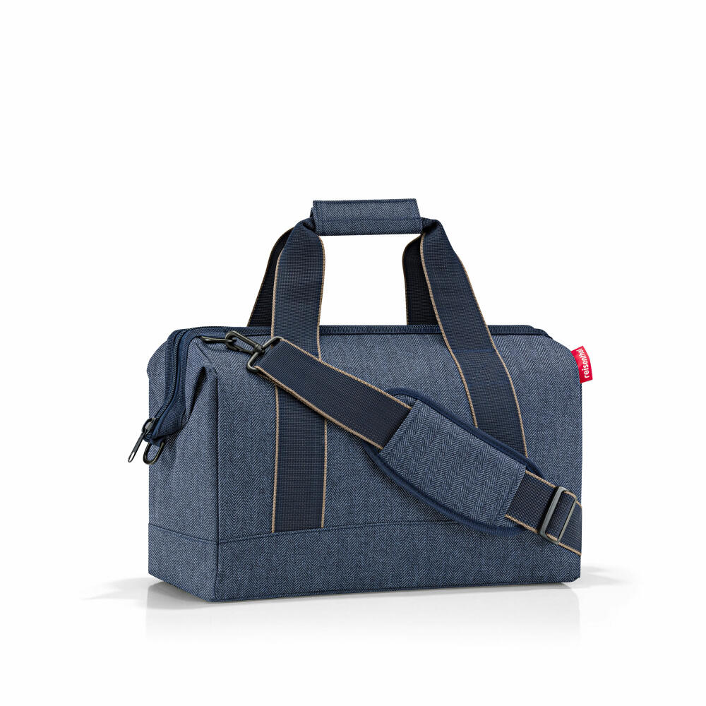 reisenthel allrounder M, travel bag, sports bag, Herringbone Dark Blue, 18 L, MS4113
