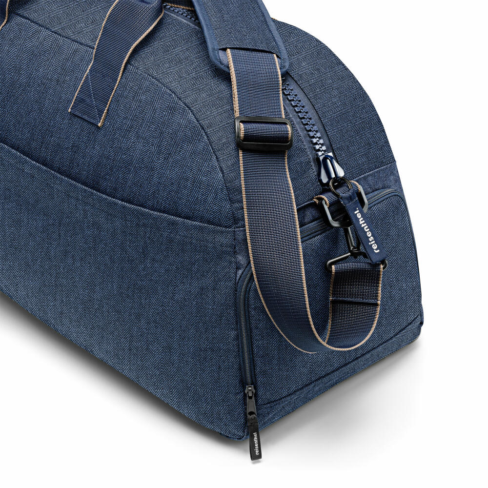 reisenthel overnighter plus, travel bag, carrying bag, Herringbone Dark Blue, 50 L, DM4113