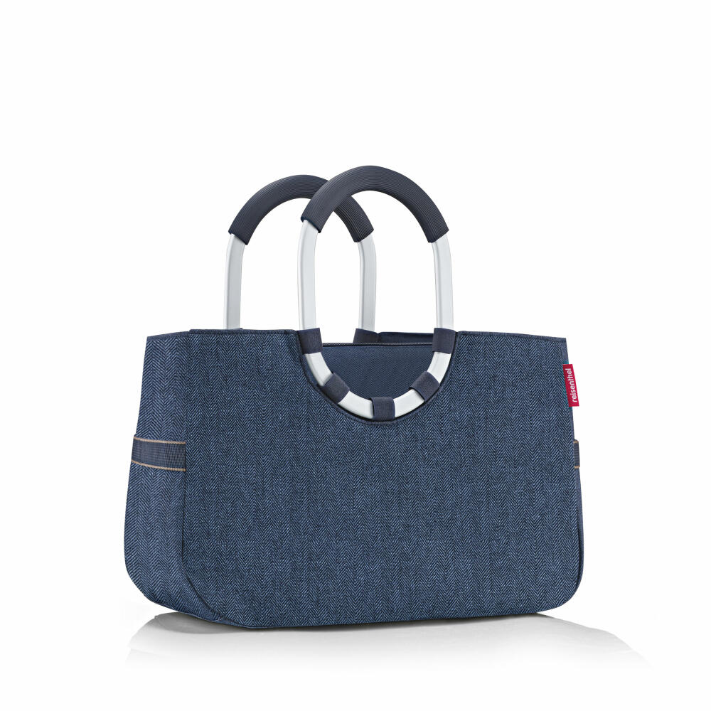 reisenthel loopshopper M, shopping bag, Herringbone Dark Blue, 12 L, OS4113