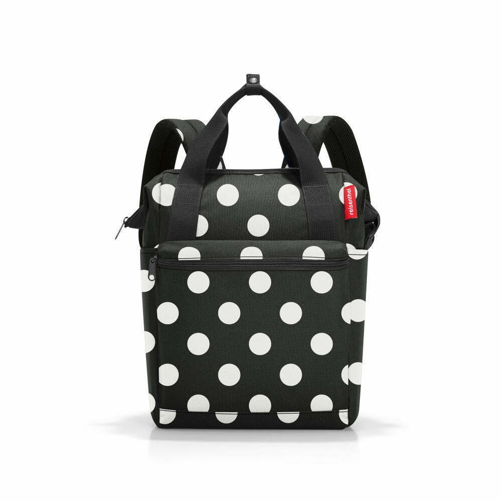 reisenthel allrounder R, backpack, carrying bag, bag, polyester fabric, Dots White, 12 L, JR7073