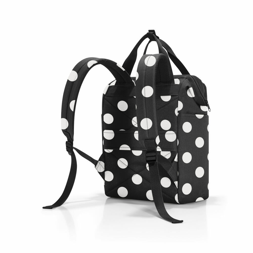 reisenthel allrounder R, backpack, carrying bag, bag, polyester fabric, Dots White, 12 L, JR7073