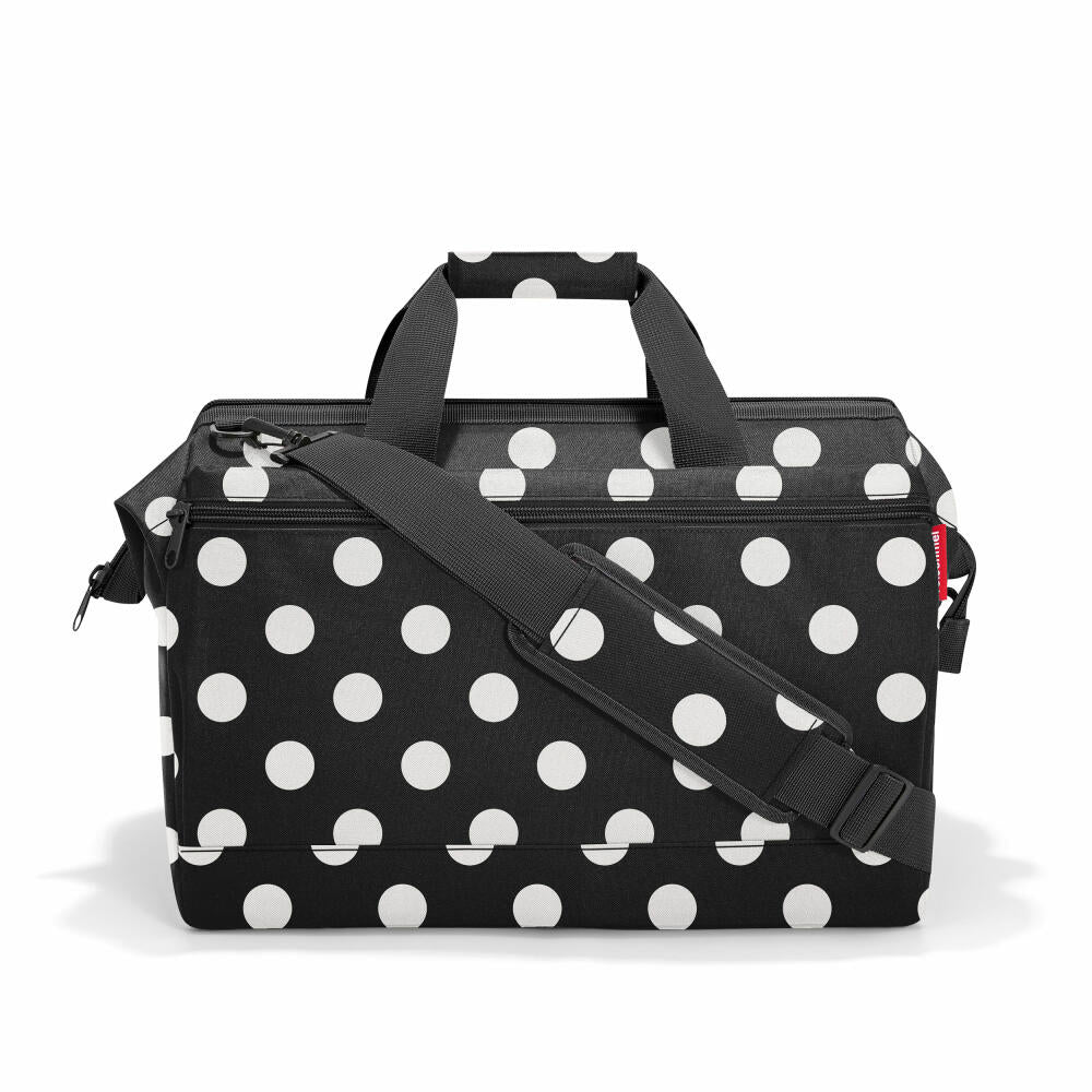 reisenthel allrounder L pocket, travel bag, sports bag, doctor's bag, bag, polyester fabric, Dots White, 32 L, MK7073