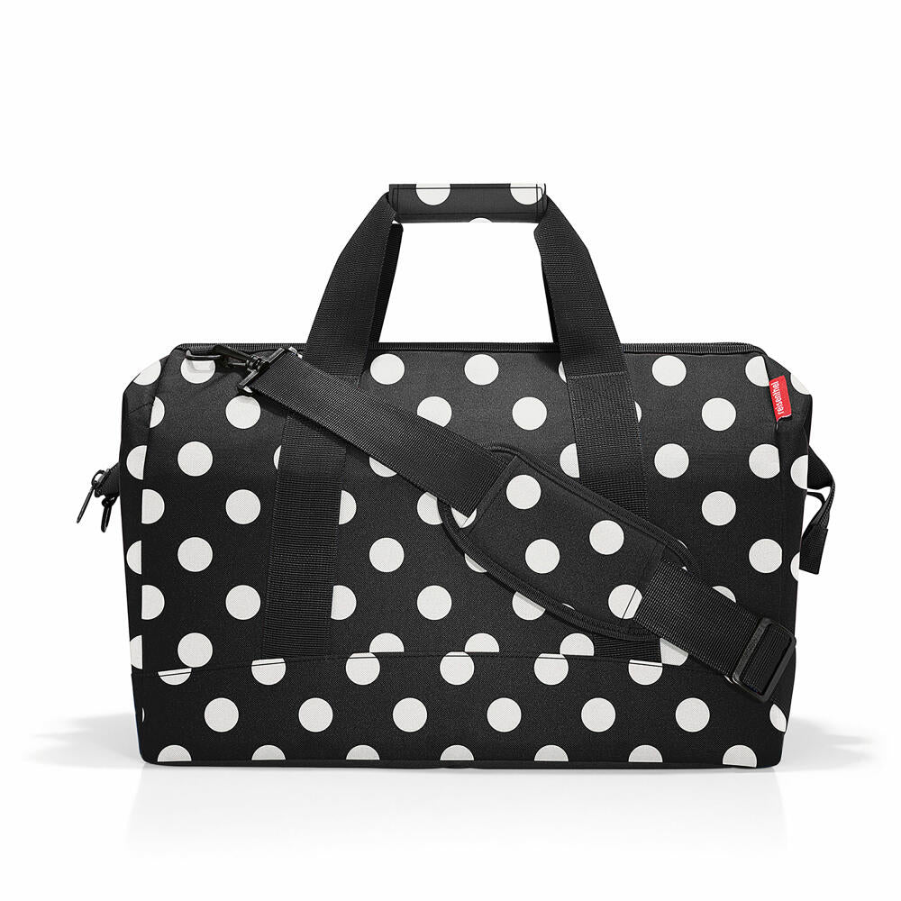 reisenthel allrounder L, travel bag, sports bag, doctor's bag, bag, polyester fabric, Dots White, 30 L, MT7073