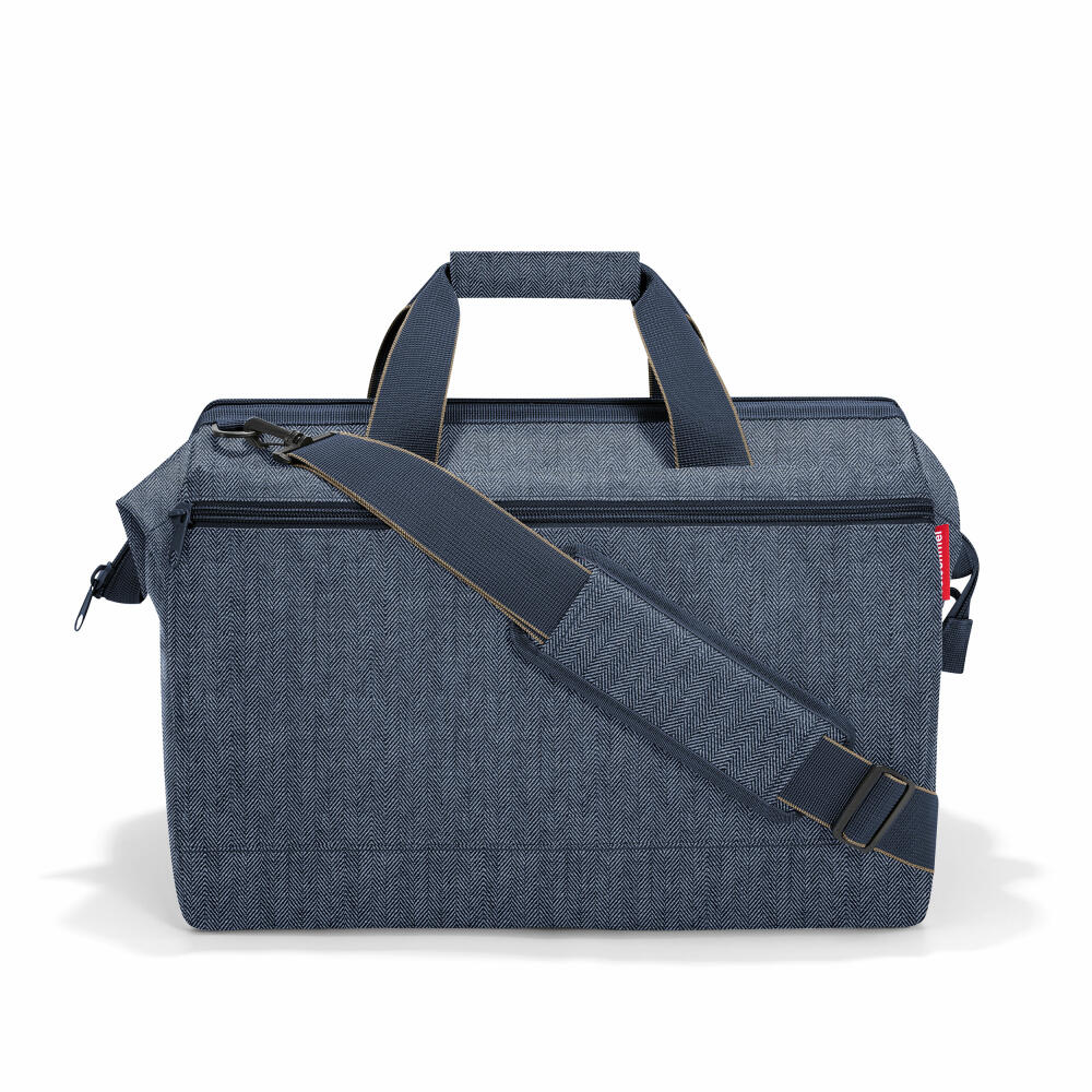 reisenthel allrounder L pocket, travel bag, sports bag, doctor's bag, bag, polyester fabric, Herringbone Dark Blue, 32 L, MK4113
