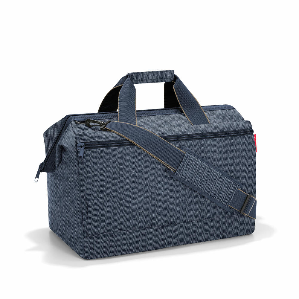 reisenthel allrounder L pocket, travel bag, sports bag, doctor's bag, bag, polyester fabric, Herringbone Dark Blue, 32 L, MK4113