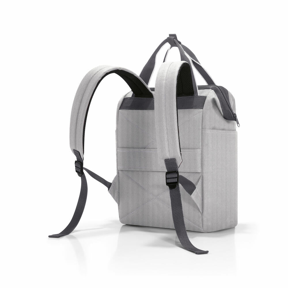 reisenthel allrounder R, backpack, carrying bag, bag, polyester fabric, Herringbone Grey, 12 L, JR7074