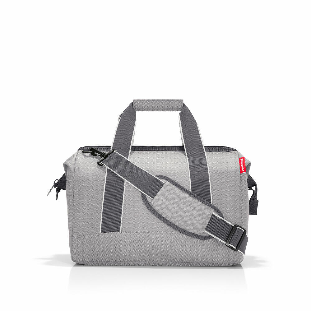 reisenthel allrounder M, travel bag, sports bag, doctor's bag, bag, polyester fabric, Herringbone Grey, 18 L, MS7074