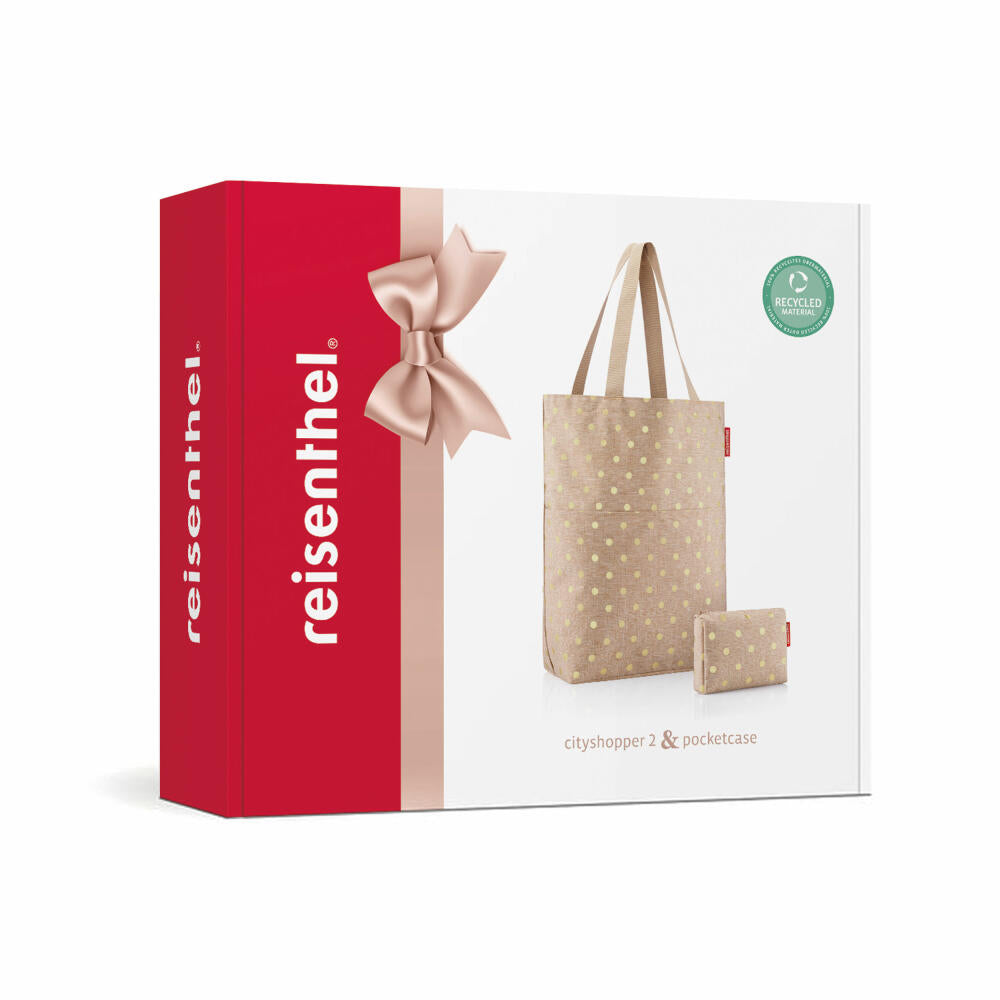 reisenthel cityshopper 2 set #1, 2-tlg., Tragetasche, Tasche, pocketcase, Metallic Dots Coffee, 25 L, ZD6050