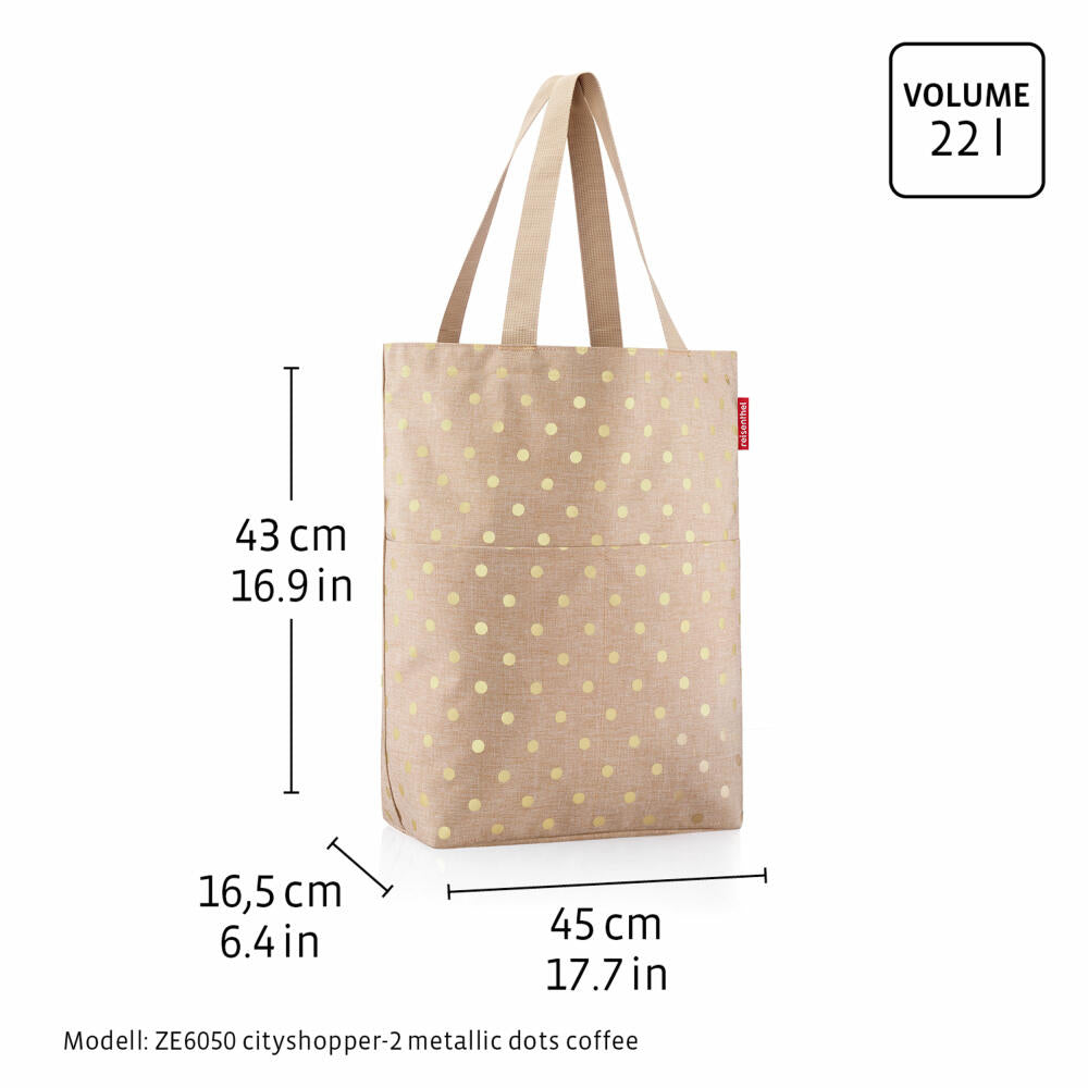 reisenthel cityshopper 2 set #1, 2-tlg., Tragetasche, Tasche, pocketcase, Metallic Dots Coffee, 25 L, ZD6050